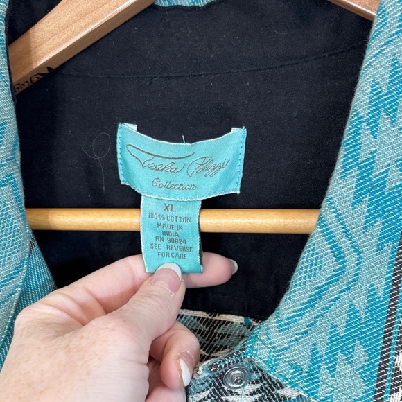 Tasha Polizzi Blue and Black Utility Jacket with Geometric Pattern - Picture 3 of 3